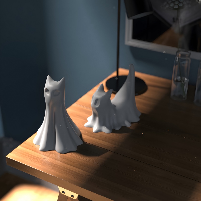 Ghost Cat Halloween Desktop Or - Candle Making Ideas 评论和价格