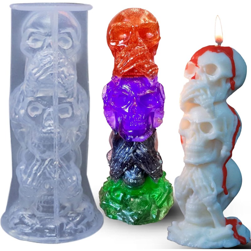 3D Silicone Triple Skull Candl - Candle Making Event 评论和价格