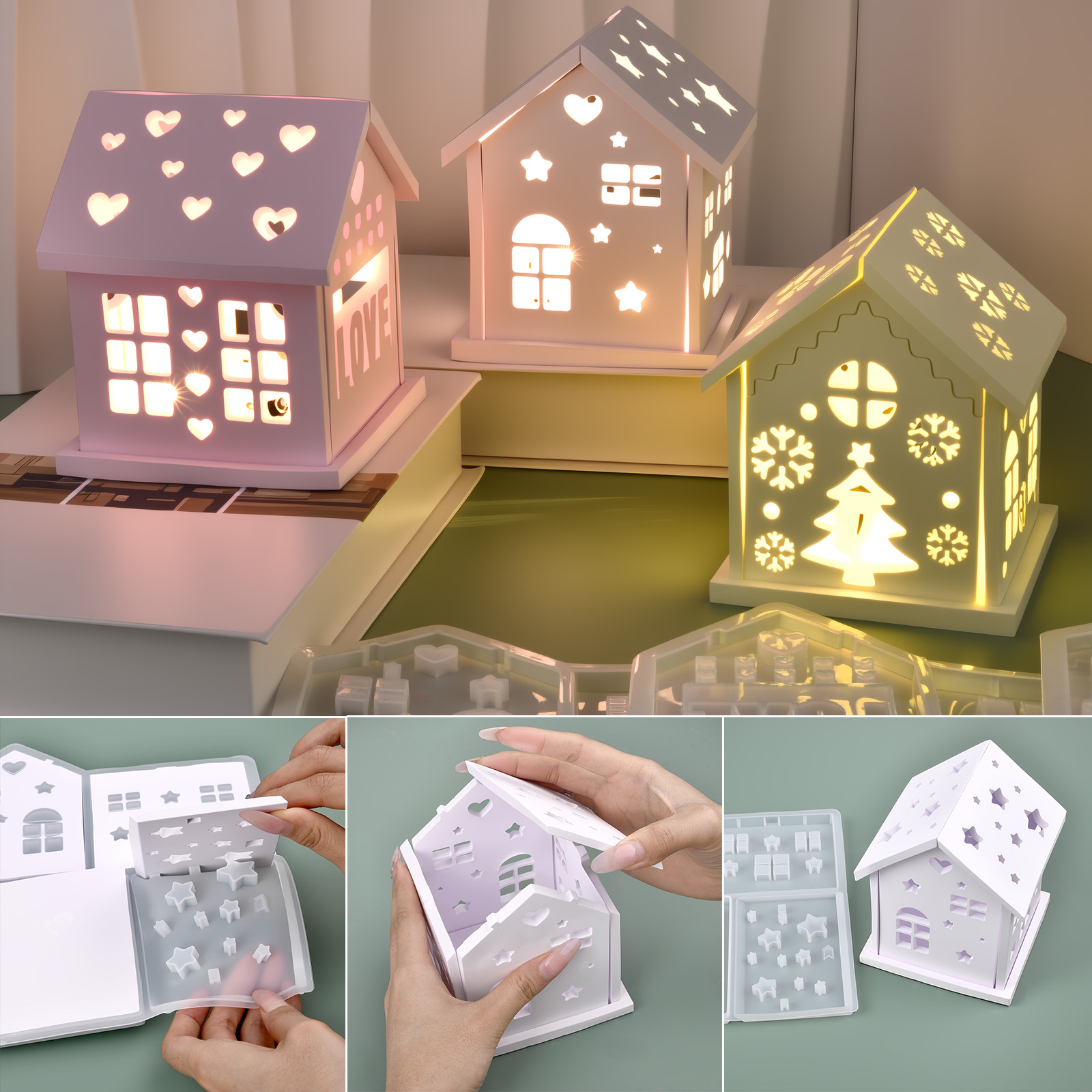 3D House Silicone Mold DIY Chr - Candle Making Ideas 评论和价格