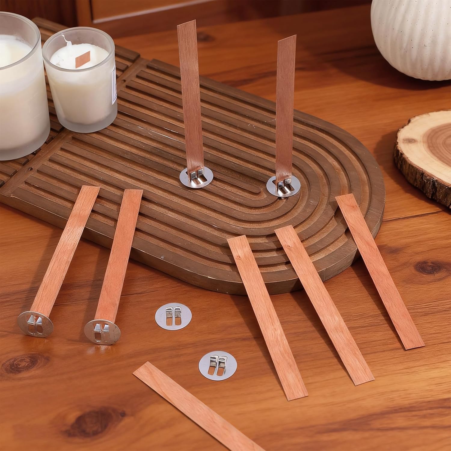 60Pcs Wood Wicks for Candles M - Candle Warning Label 评论和价格