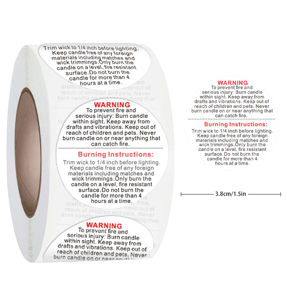 500pcs/roll 1.5inch Candle Jar - Candle Warning Label 评论和价格